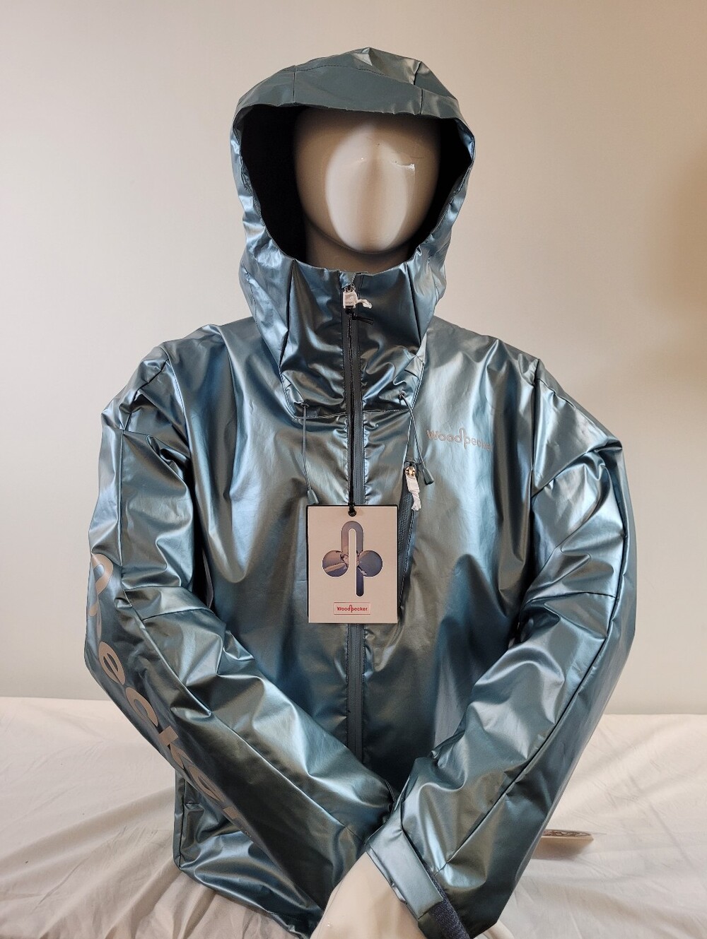 Authentic WoodPecker Jacket Men's Size Large Blue Windbreaker Hooded Coat $440